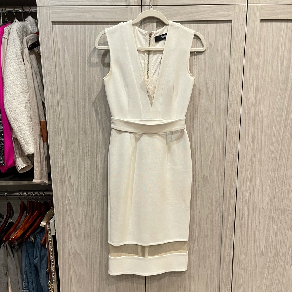 Nicholas White V-Neck Midi Dress
